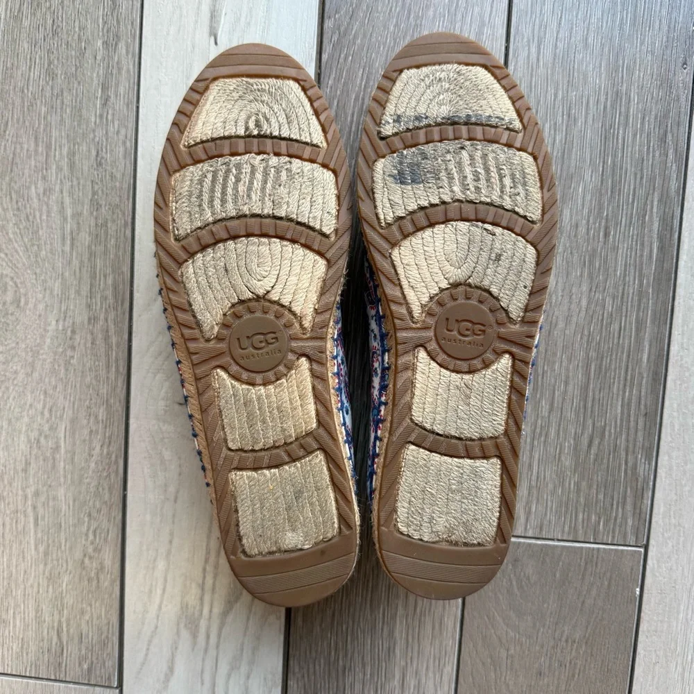 UGG Blue Espadrille Slip-Ons with Floral Print